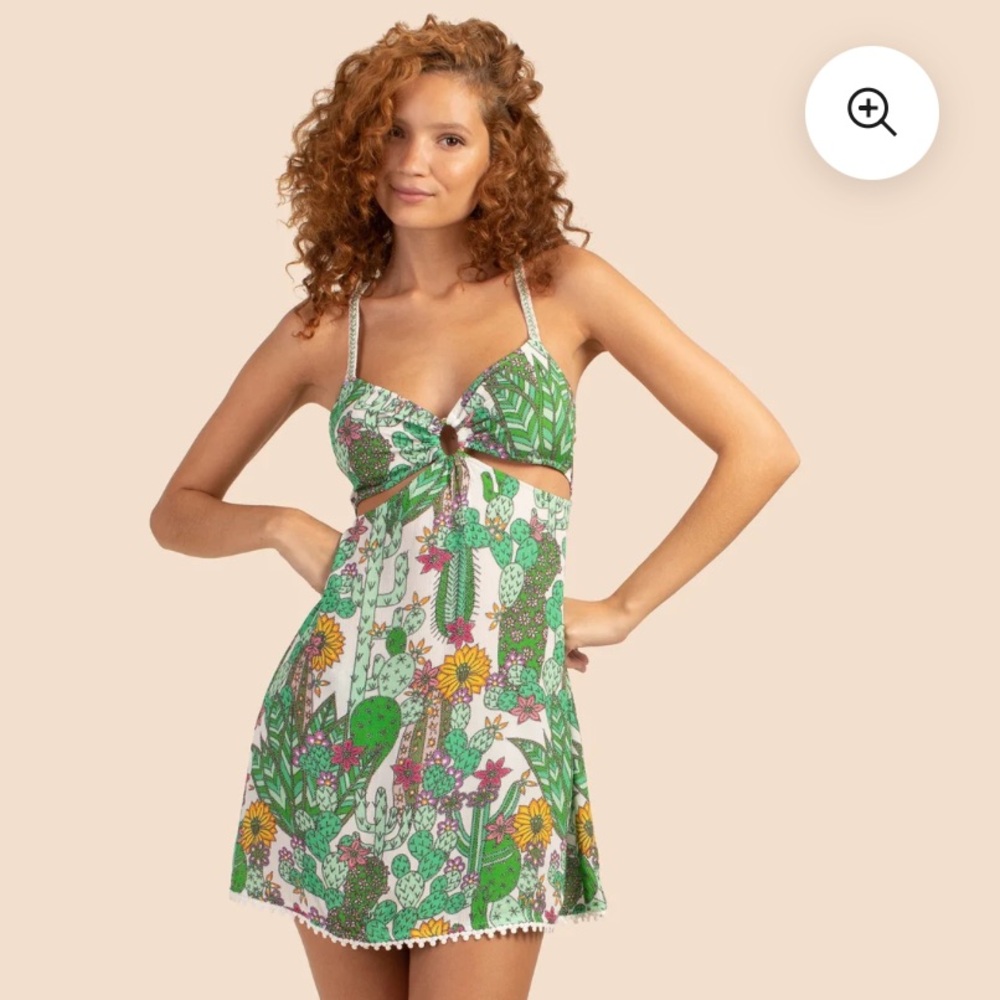 Trina Turk Green and White Floral Chemise